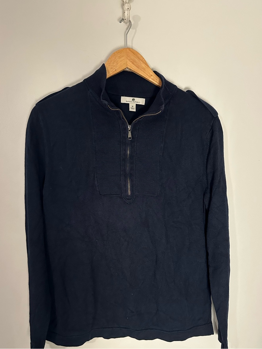 Banana Republic bamboo wool pull over sweater navy medium - Picture 2 of 6
